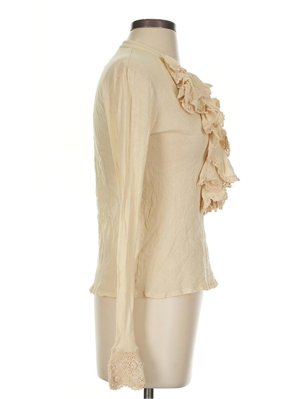 Ralph Lauren Black Label Ruffle Blouse Victorian Boho Top Lace Crochet Blouse S - Picture 5 of 7